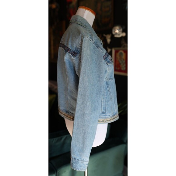 Vintage 90s Liz Claiborne Light Denim Jean Jacket Embroidered Floral Cottagecore - Picture 13 of 13